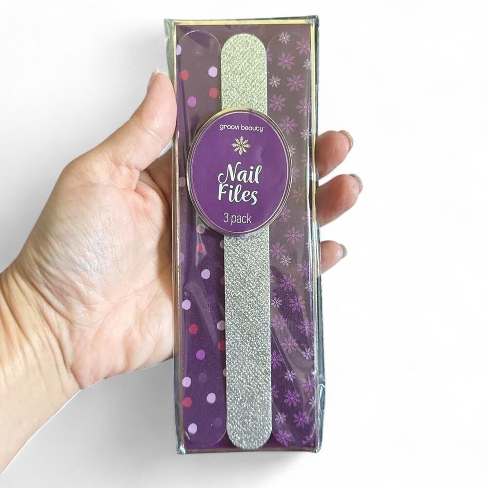 NWT Groovi Beauty Glitter Nail Files 3 Pack Manicure Nail Care Gift Set
